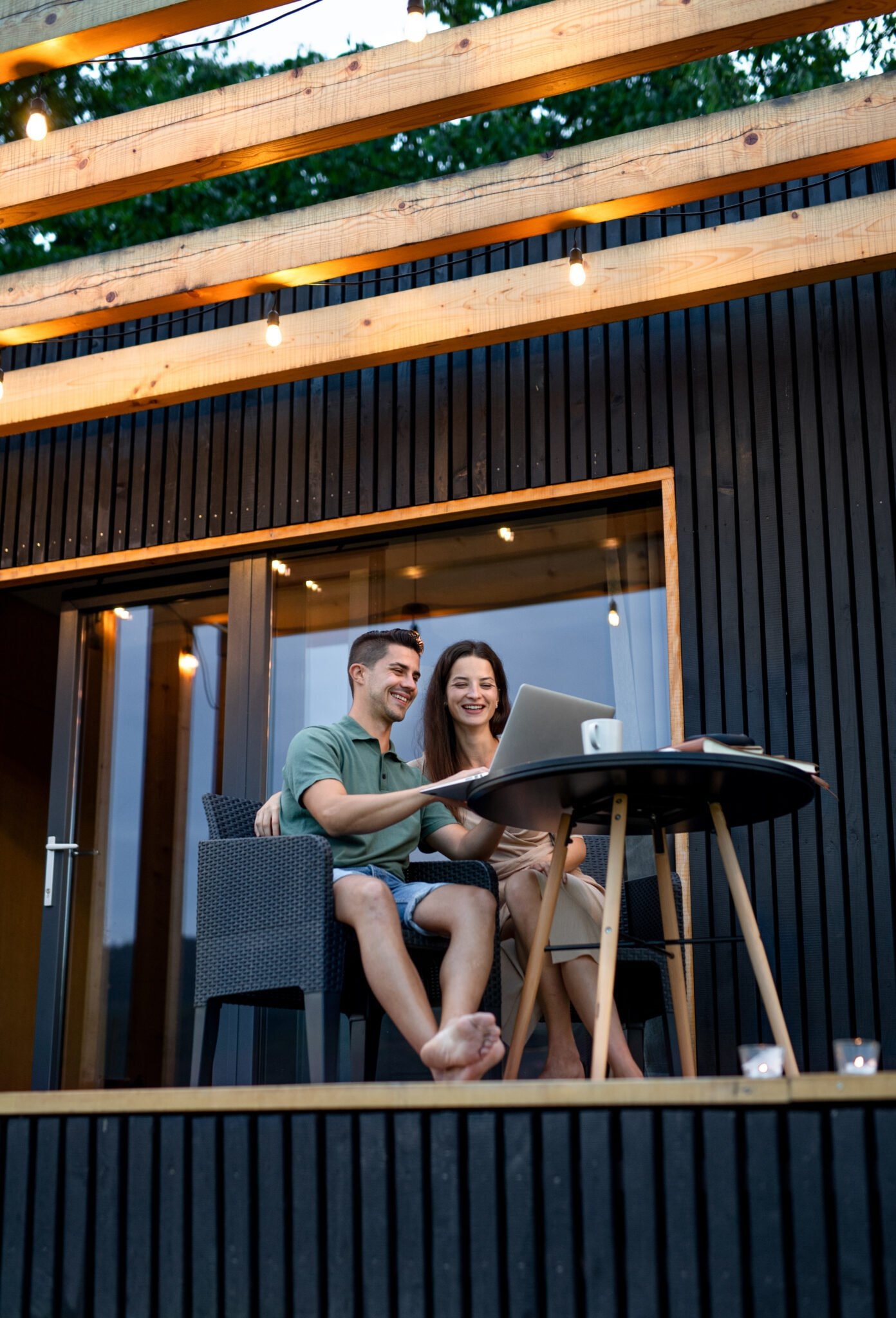 Couple enjoying their garden room